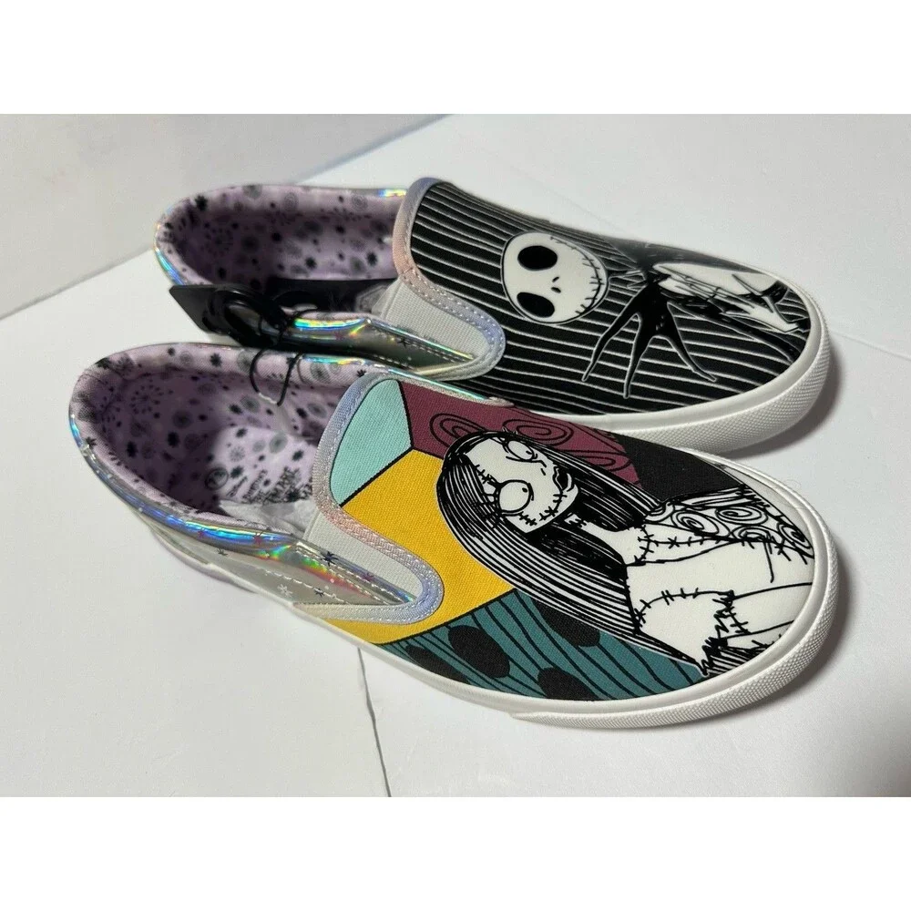 Nightmare Before Christmas Jack and Sally Slip On Sneakers 7 1/2